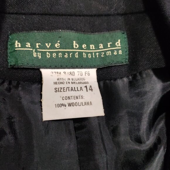 Harvé Benard Womens Black Wool Blazer Size 14 Single Button Classic Fit Made In - Picture 6 of 15